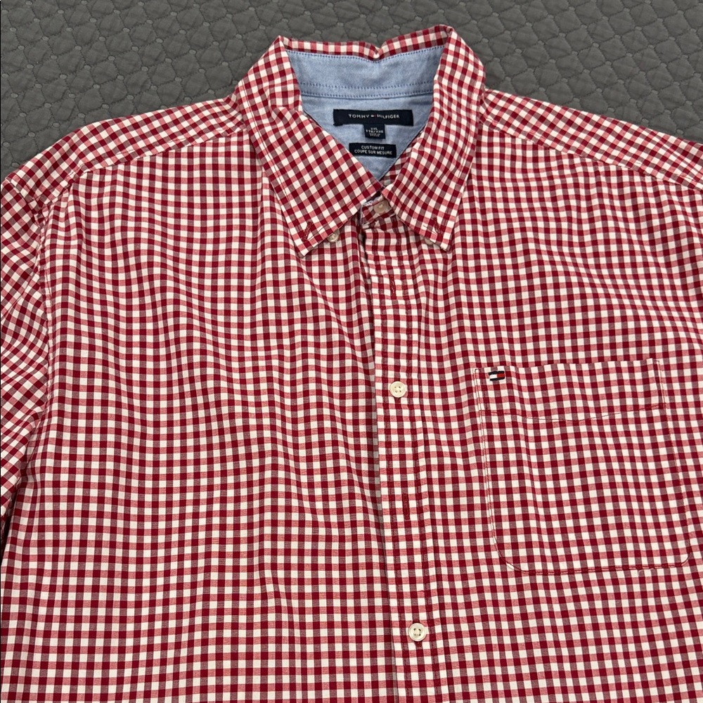 Tommy Hilfiger Red and White Gingham Men's Shirt